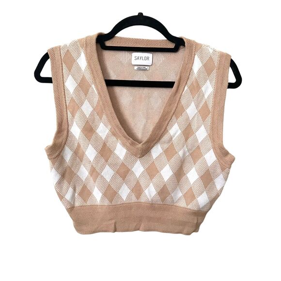SAYLOR Knit Cropped Vest Beige Sz Small‎ - Picture 1 of 4